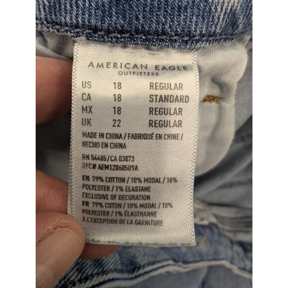 American Eagle Outfitters Curvy Mom Jeans Womens 18 Light Wash High Rise Stretch - Picture 15 of 16